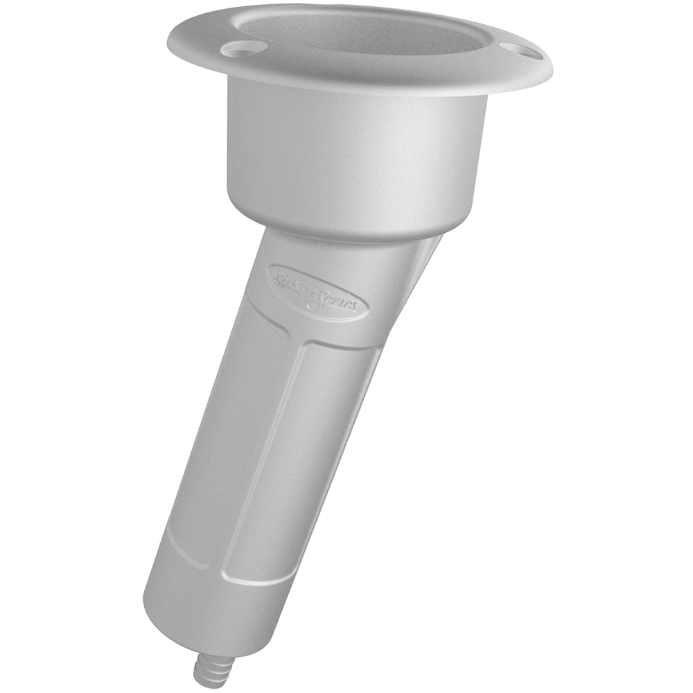 Mate Series Plastic 15 Rod Cup Holder - Drain - Round Top - White [P1015DW] - The Happy Skipper