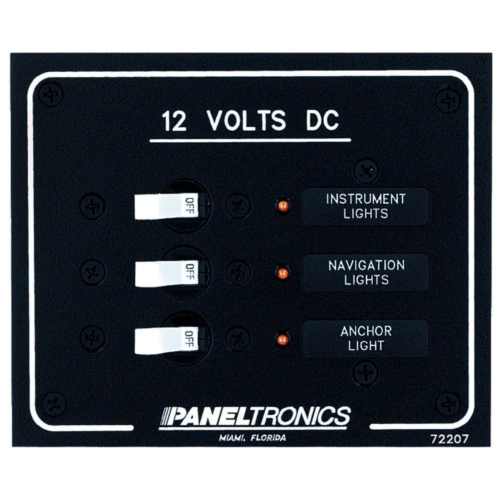 Paneltronics Standard DC 3 Position Breaker Panel w/LEDs [9972207B] - The Happy Skipper