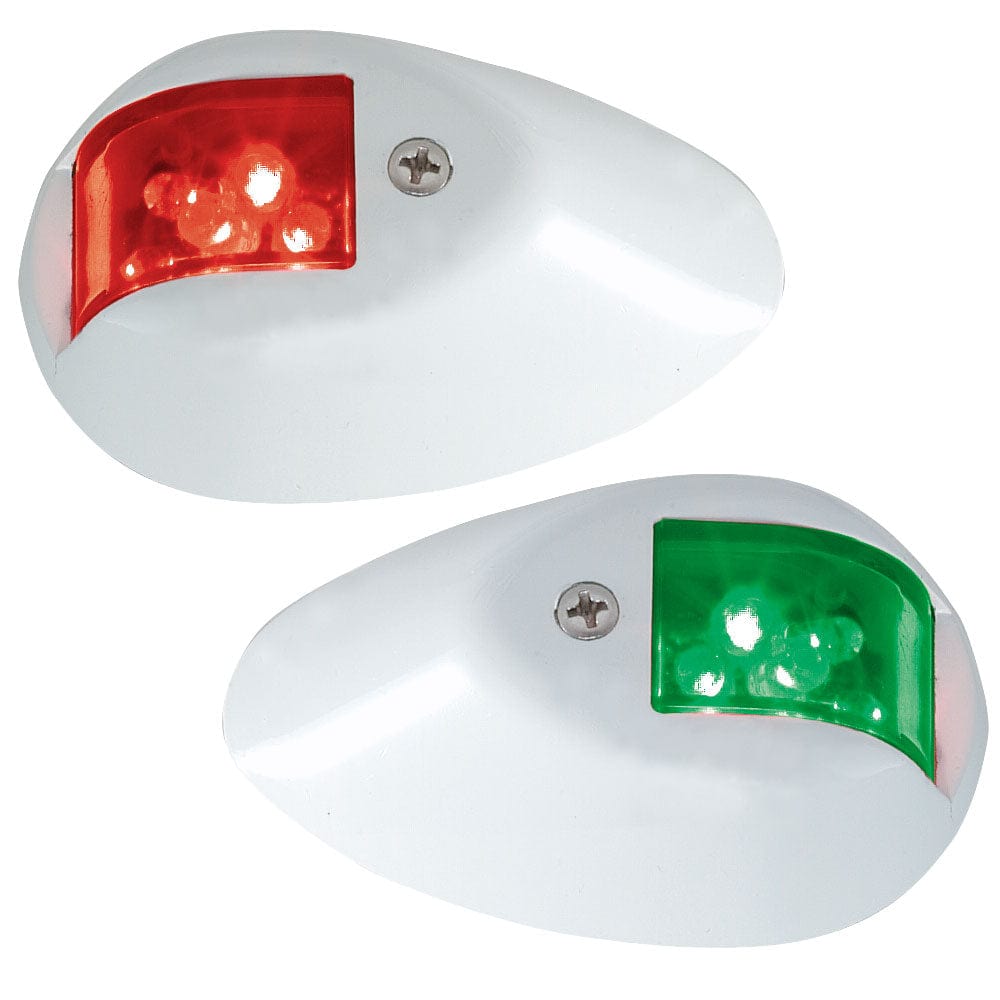 Perko LED Side Lights - Red/Green - 12V - White Epoxy Coated Housing [0602DP1WHT] - The Happy Skipper