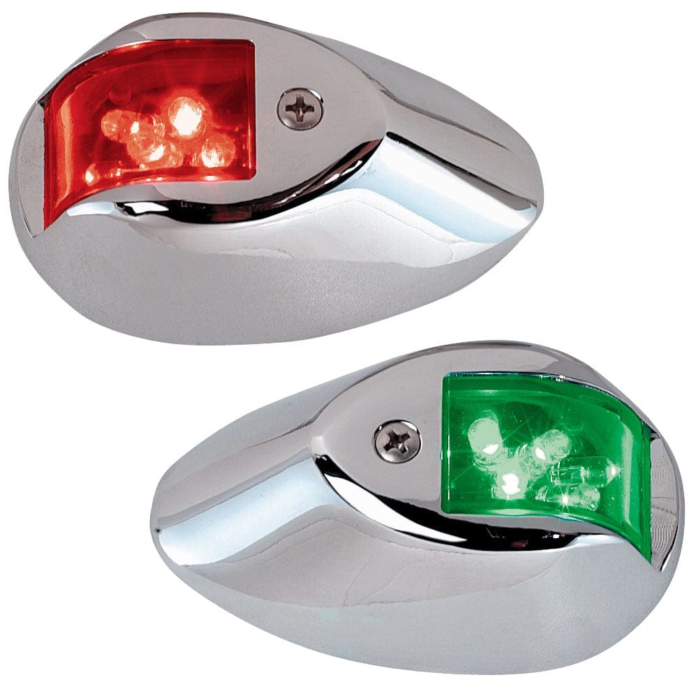 Perko LED Side Lights - Red/Green - 24V - Chrome Plated Housing [0602DP2CHR] - The Happy Skipper