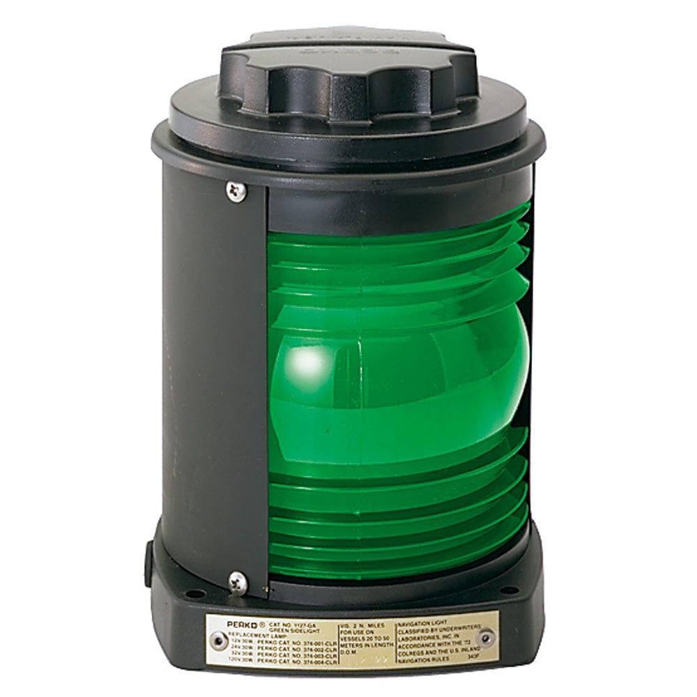 Perko Side Light - Black Plastic, Green Lens [1127GA0BLK] - The Happy Skipper