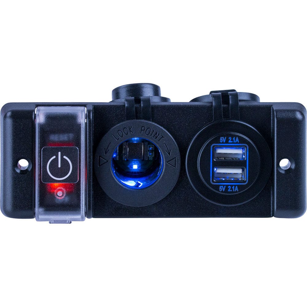 Sea-Dog Double USB Power Socket Panel w/Breaker Switch [426506-1] - The Happy Skipper
