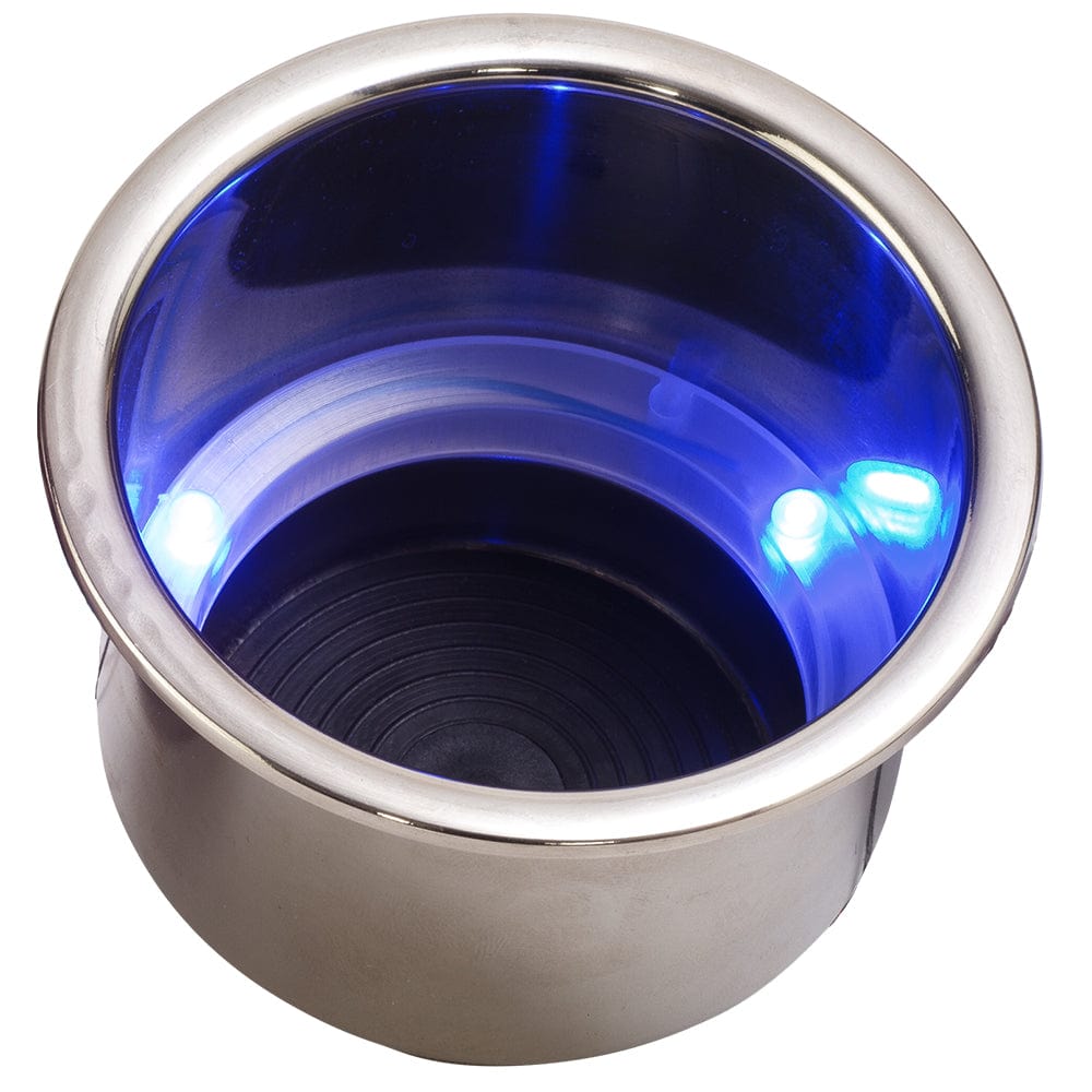 Sea-Dog LED Flush Mount Combo Drink Holder w/Drain Fitting - Blue LED [588074-1] - The Happy Skipper