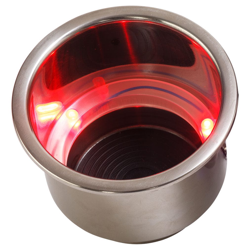Sea-Dog LED Flush Mount Combo Drink Holder w/Drain Fitting - Red LED [588071-1] - The Happy Skipper