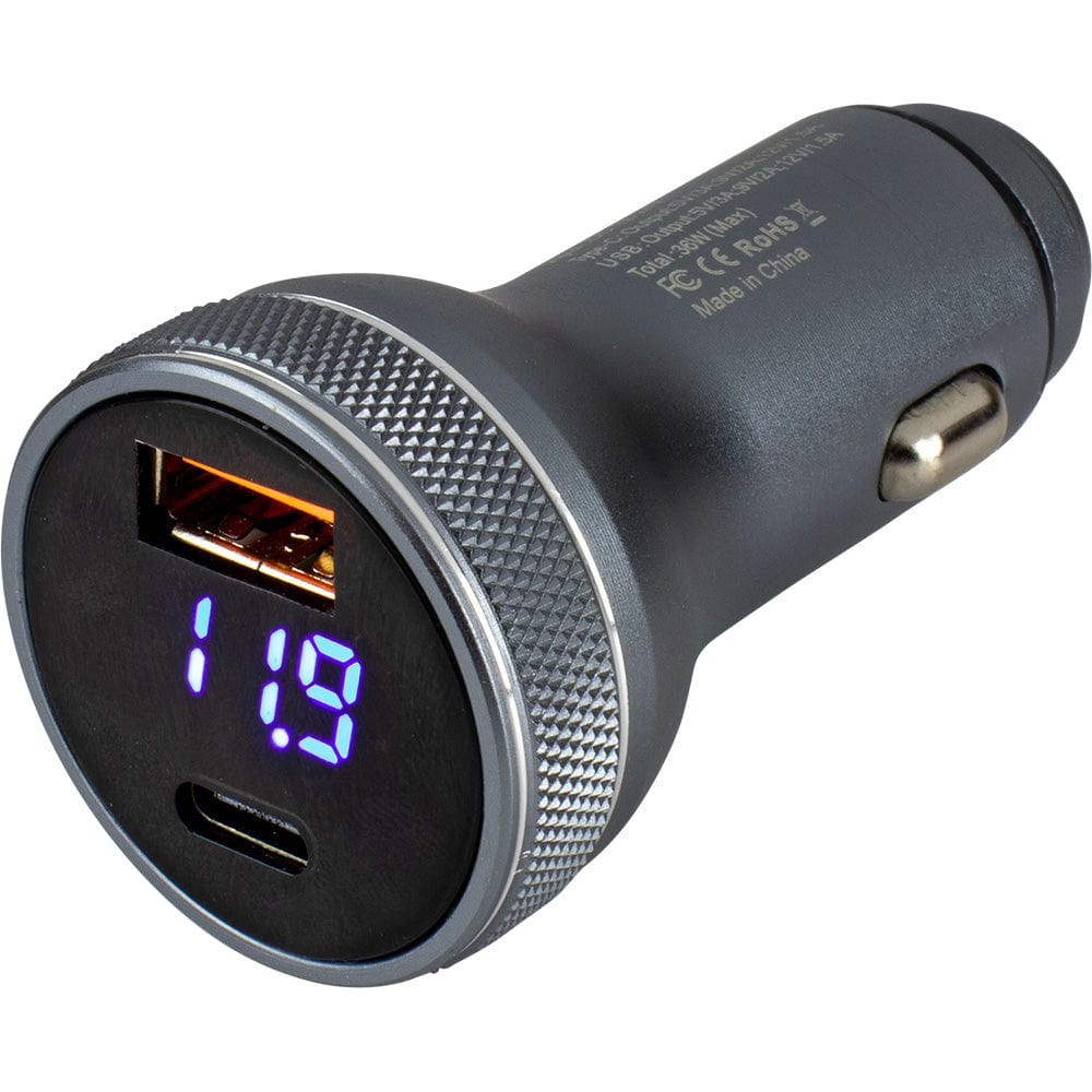 Sea-Dog Round USB USB-C Power Plug w/Voltmeter [426514-1] - The Happy Skipper