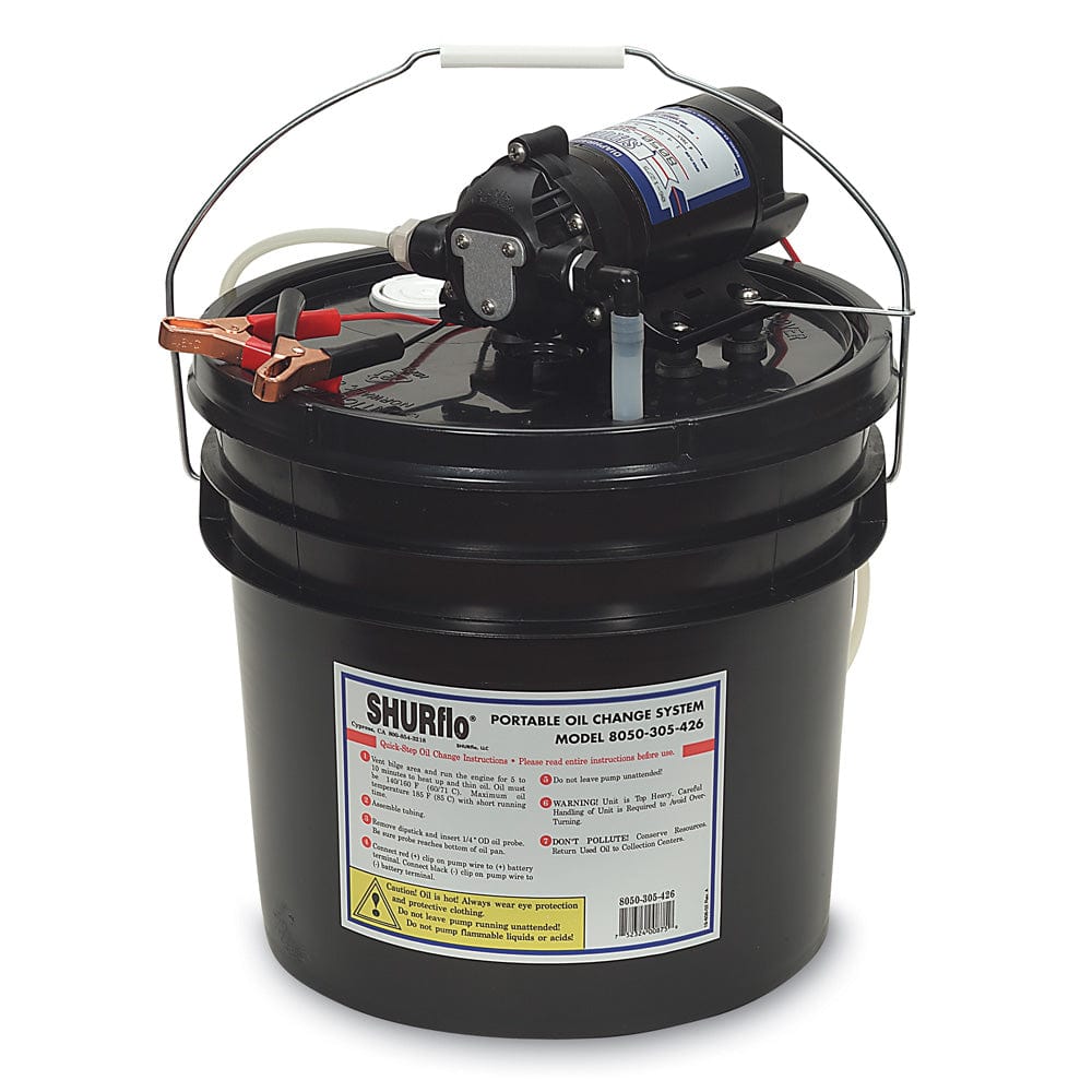 Shurflo by Pentair Oil Change Pump w/3.5 Gallon Bucket - 12 VDC, 1.5 GPM [8050-305-426] - The Happy Skipper