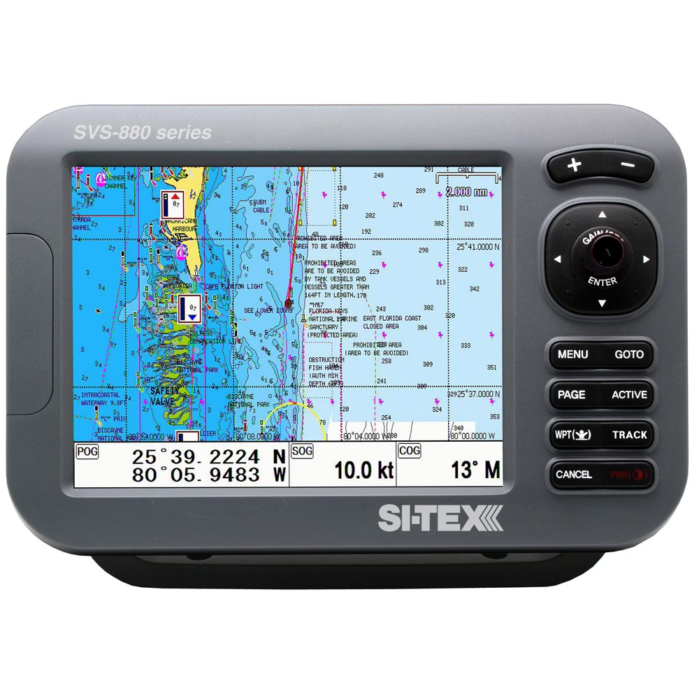 SI-TEX Standalone 8" Chartplotter System w/Color LCD, Internal External GPS Antenna C-MAP 4D Card [SVS-880CE+] - The Happy Skipper