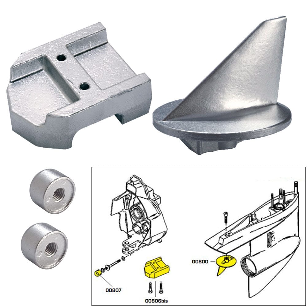 Tecnoseal Anode Kit w/Hardware - Mercury Alpha 1 Gen 1 - Aluminum [20800AL] - The Happy Skipper