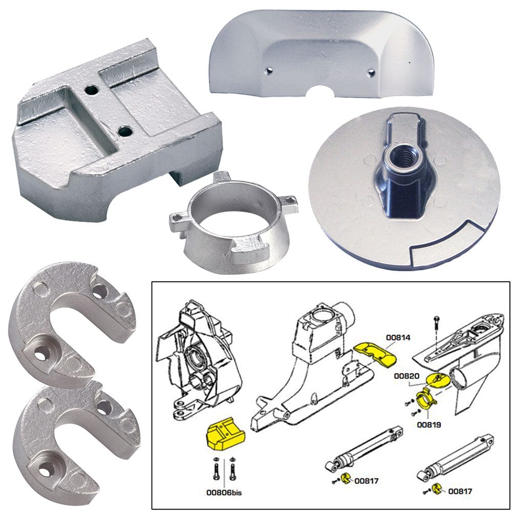 Tecnoseal Anode Kit w/Hardware - Mercury Alpha 1 Gen 2 - Aluminum [20801AL] - The Happy Skipper