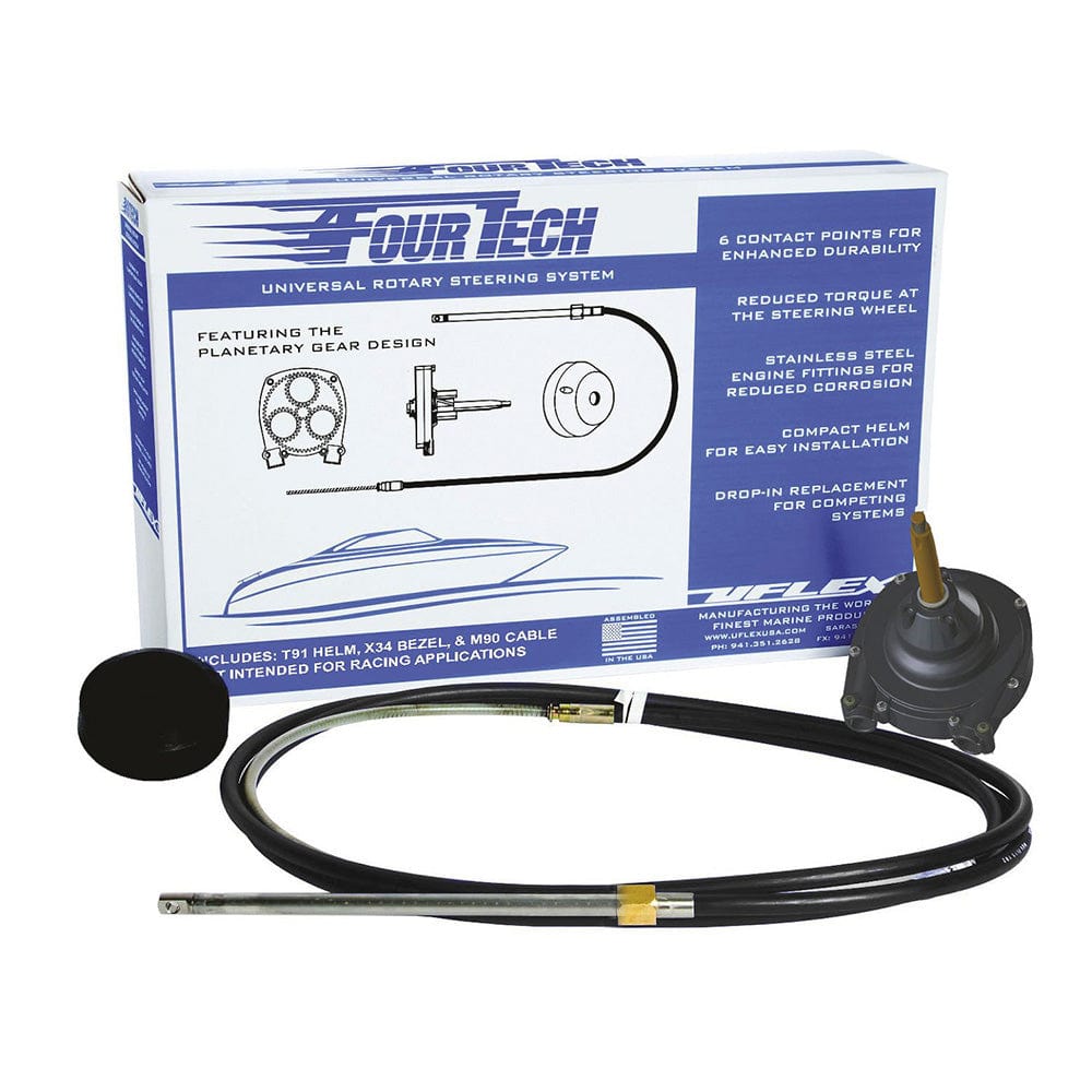 Ufelx Fourtech 20 Black Mach Rotary Steering System w/Helm, Bezel Cable [FOURTECHBLK20] - The Happy Skipper