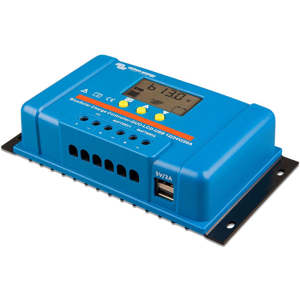 Victron BlueSolar PWM Charge Controller (DUO) LCD USB Charge Control - 12/24VDC - 20A [SCC010020060] - The Happy Skipper