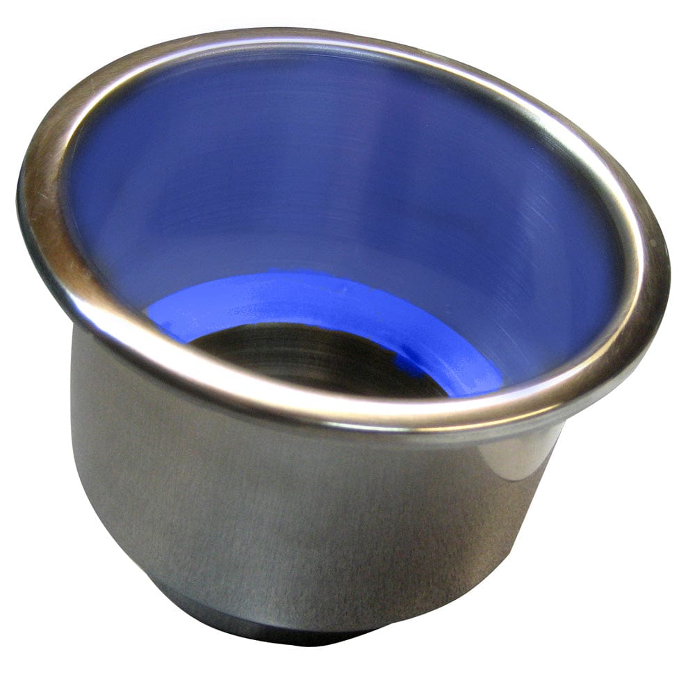 Whitecap Flush Mount Cup Holder w/Blue LED Light - Stainless Steel [S-3511BC] - The Happy Skipper