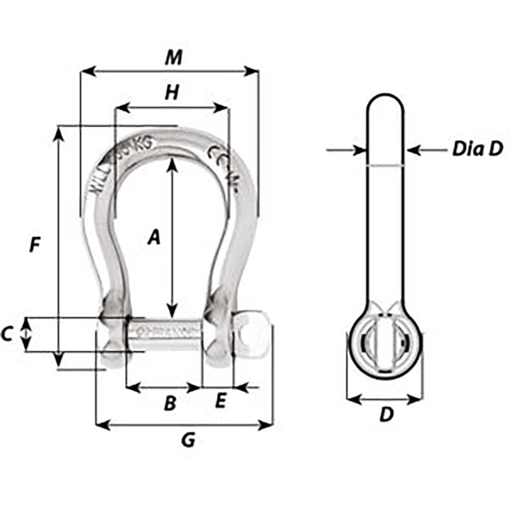 Wichard Self-Locking Bow Shackle - Diameter 6mm - 1/4" [01243] - The Happy Skipper
