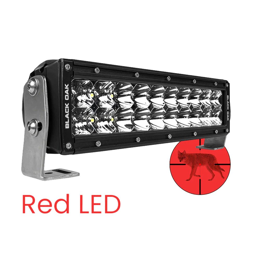 Black Oak 10" Double Row Red LED Predator Hunting Light Bar - Combo Optics - Black Housing - Pro Series 3.0 [10R-D3OS] - The Happy Skipper