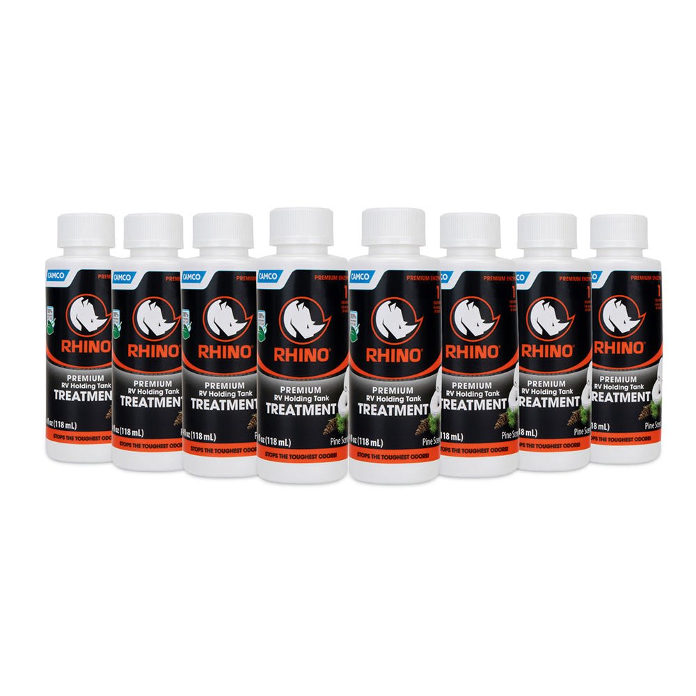 Camco Rhino Premium RV Holding Tank Treatment - 8 Single 4oz Bottles [41511] - The Happy Skipper