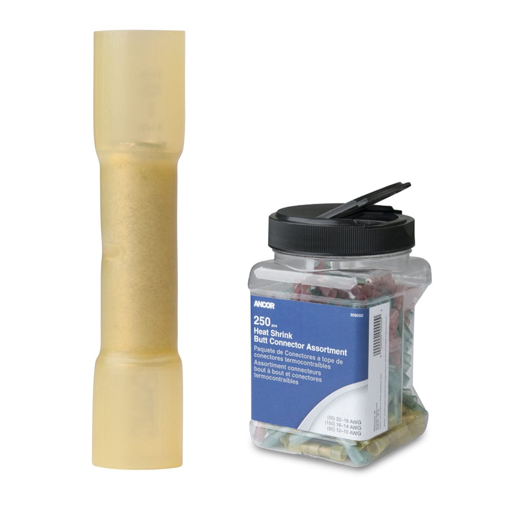 Ancor 12-10 AWG Heat Shrink Butt Connector - 250-Pieces - Jar [309201] - The Happy Skipper