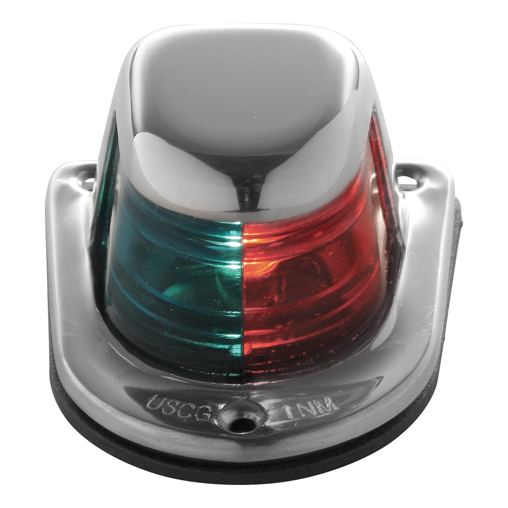 Attwood 1-Mile Deck Mount, Bi-Color Red/Green Combo Sidelight - 12V - Stainless Steel Housing [66318-7] - The Happy Skipper