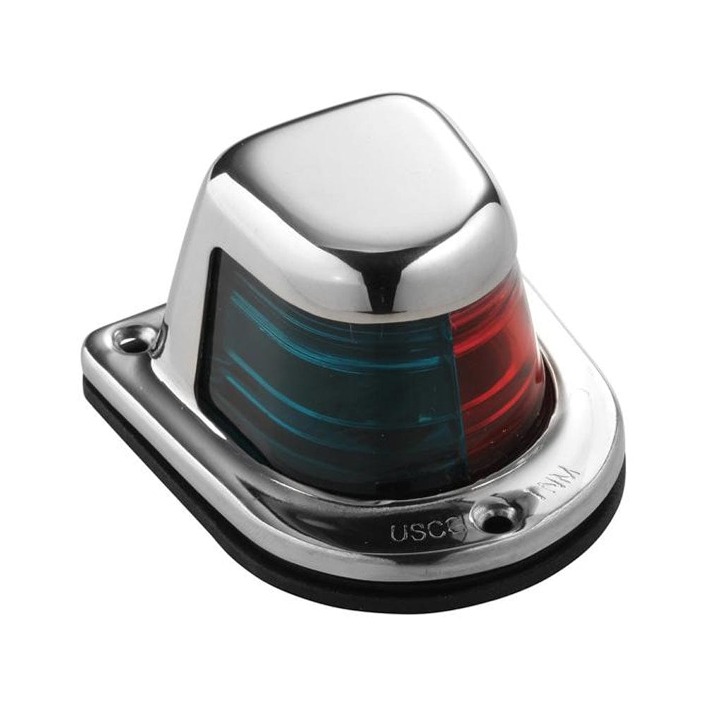 Attwood 1-Mile Deck Mount, Bi-Color Red/Green Combo Sidelight - 12V - Stainless Steel Housing [66318-7] - The Happy Skipper