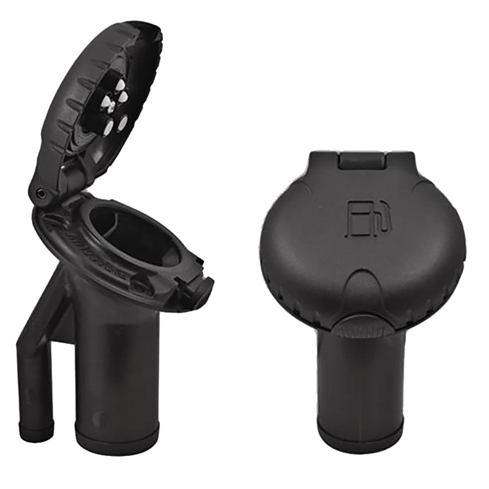 Attwood Deck Fill f/Pressure Relief Systems - Angled Body Scalloped Black Plastic Cap [99DFPVAB1S] - The Happy Skipper