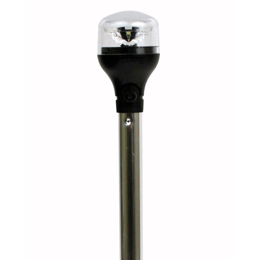 Attwood LightArmor All-Around Light - 20" Aluminum Pole - Black Vertical Composite Base w/Adapter [5551-PA20-7] - The Happy Skipper