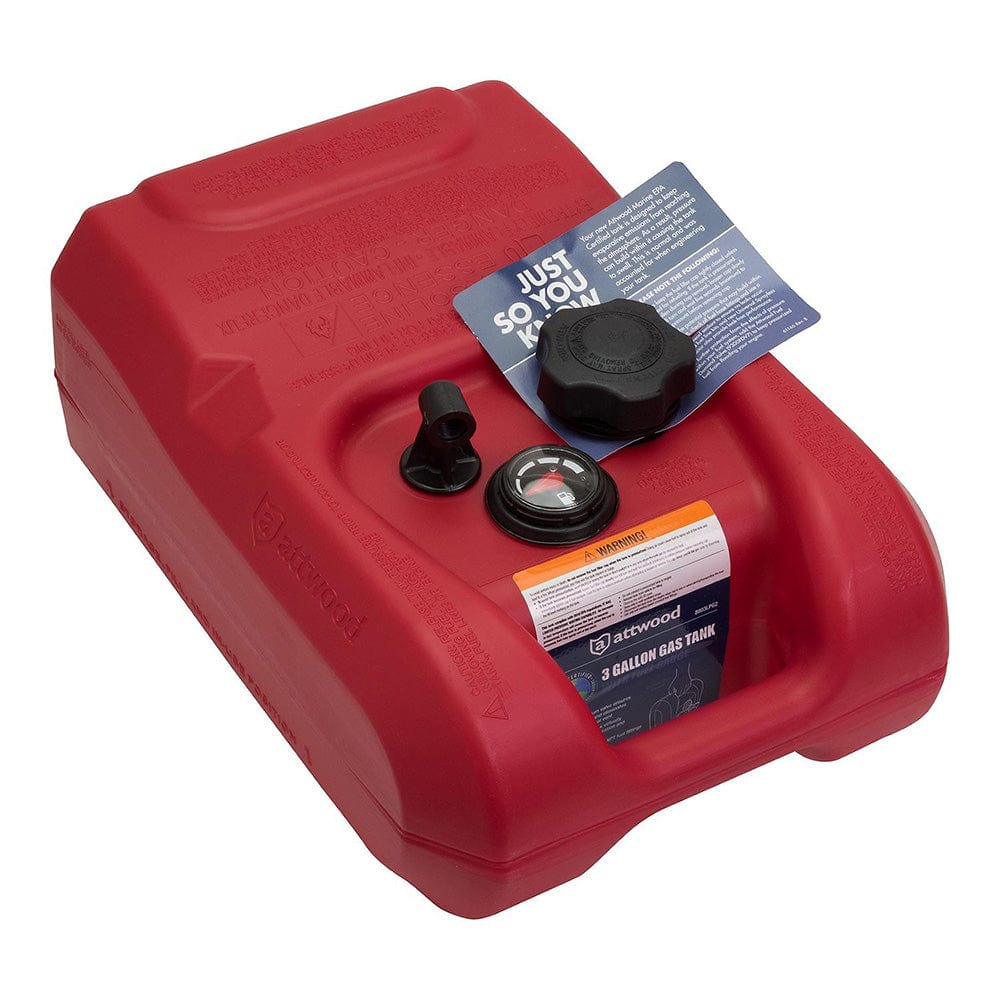 Attwood Portable Fuel Tank - 3 Gallon w/Gauge [8803LPG2] - The Happy Skipper