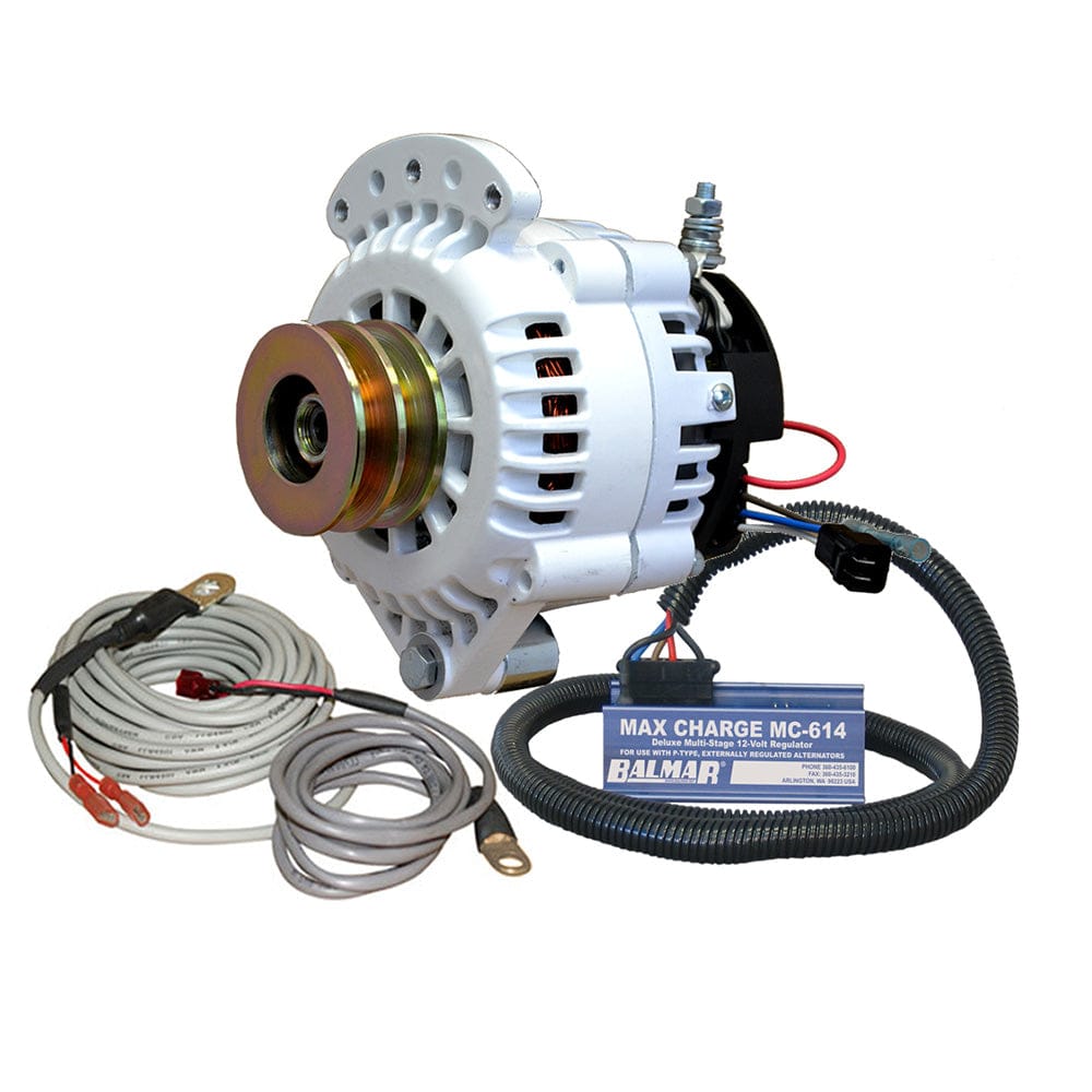 Balmar Alternator 100 AMP Kit 12V 1-2" Single Foot Spindle Mount Dual Vee Pulley Regulator Temp Sensor [621-VUP-MC-100-DV] - The Happy Skipper