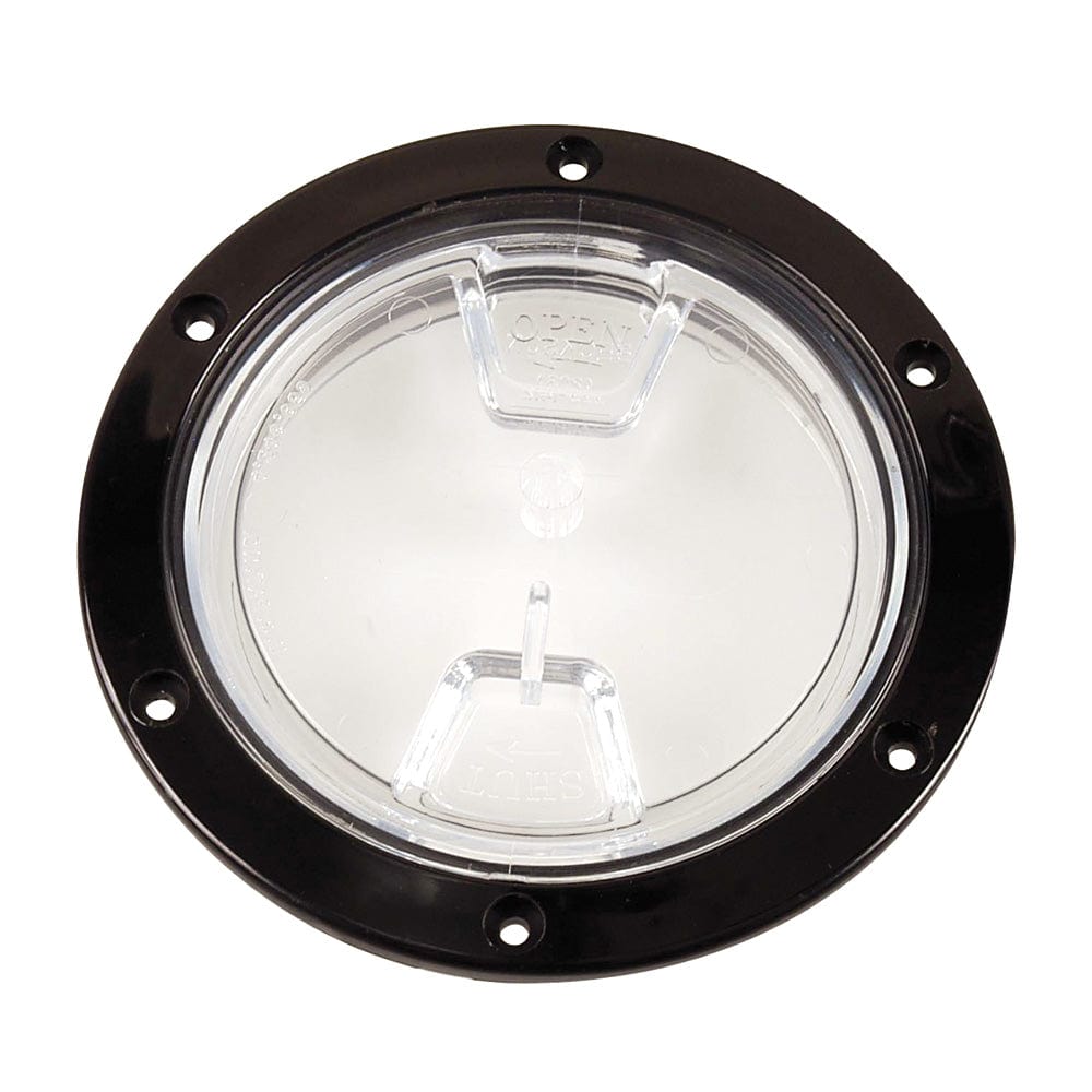 Beckson 4" Clear Center Screw Out Deck Plate - Black [DP40-B-C] - The Happy Skipper