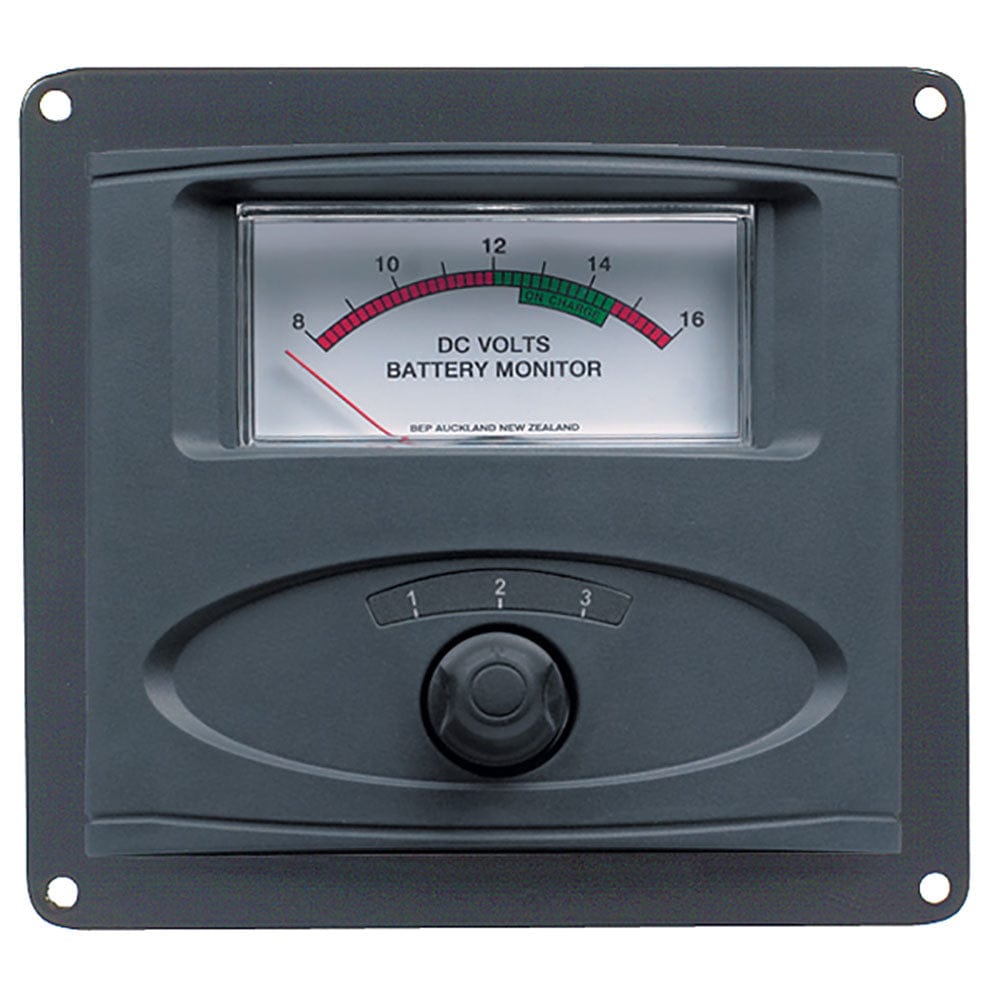 BEP 3 Input Panel Mounted Analog 12V Battery Condition Meter (Expanded Scale 8-16V DC Range) [80-601-0020-00] - The Happy Skipper