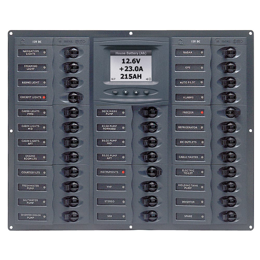 BEP Millennium Series DC Circuit Breaker Panel w/Digital Meters, 32SP DC12V [M32-DCSM] - The Happy Skipper