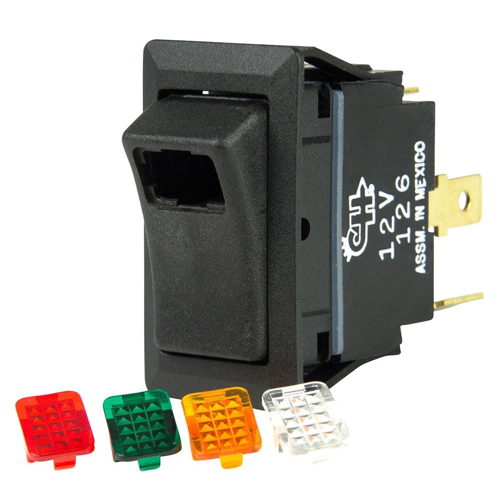 BEP SPST Rocker Switch - 1-LED w/4-Colored Covers - 12V/24V - ON/OFF [1001716] - The Happy Skipper