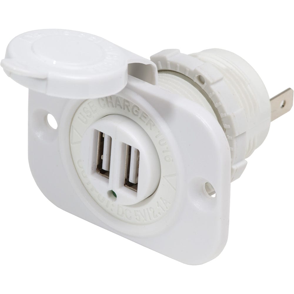 Blue Sea 12V DC Dual USB Charger Socket - White [1016200] - The Happy Skipper