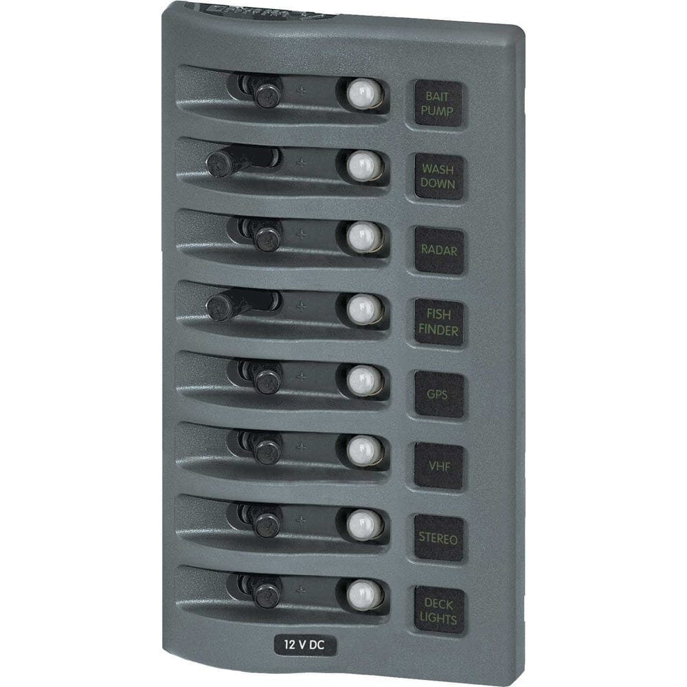 Blue Sea 4378 WeatherDeck Water Resistant Circuit Breaker Panel - 8 Position - Grey [4378] - The Happy Skipper