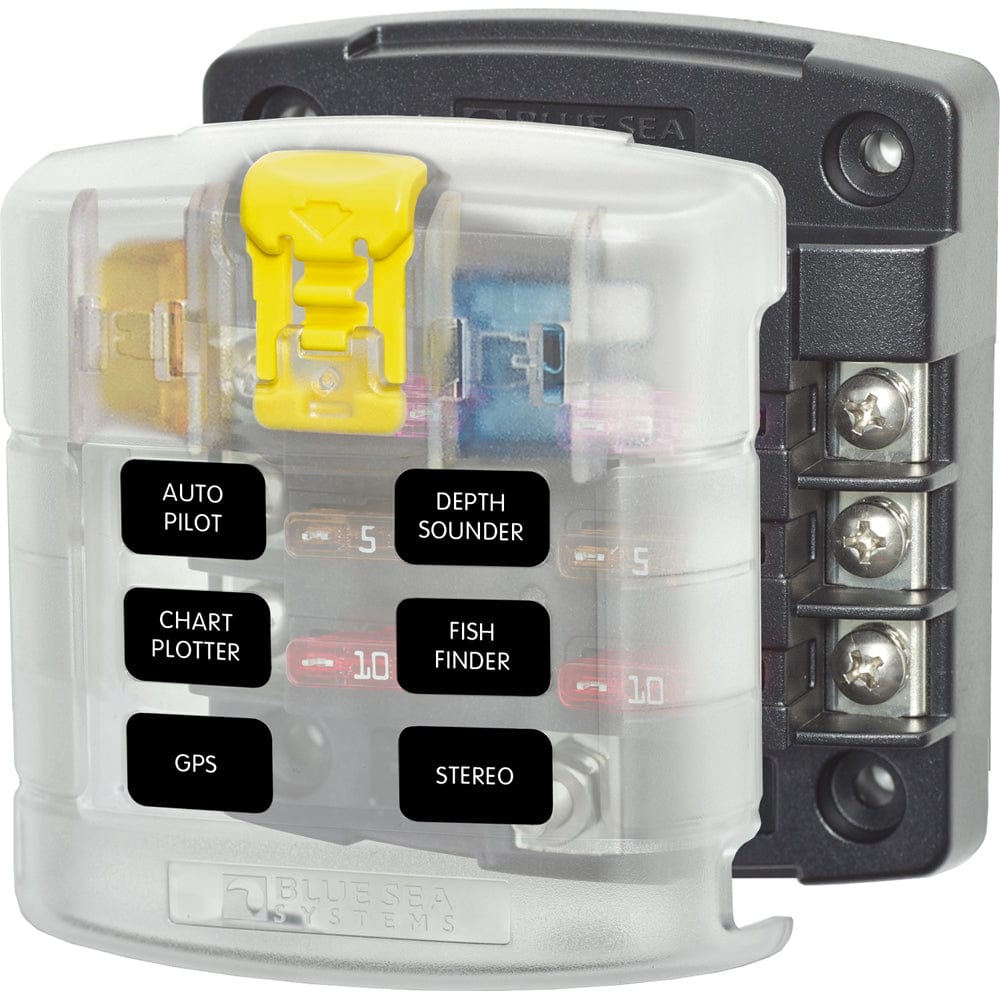 Blue Sea 5028 ST Blade Fuse Block w/ Cover - 6 Circuit without Negative Bus [5028] - The Happy Skipper