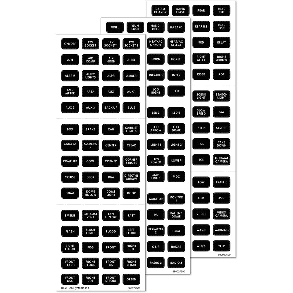 Blue Sea 7870 Black 180 Label Set - Emergency Vehicles [7870] - The Happy Skipper