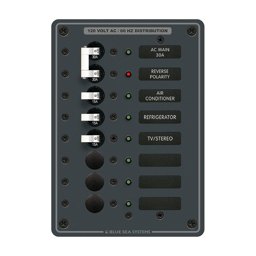 Blue Sea 8027 AC Main +6 Position Breaker Panel - White Switches [8027] - The Happy Skipper