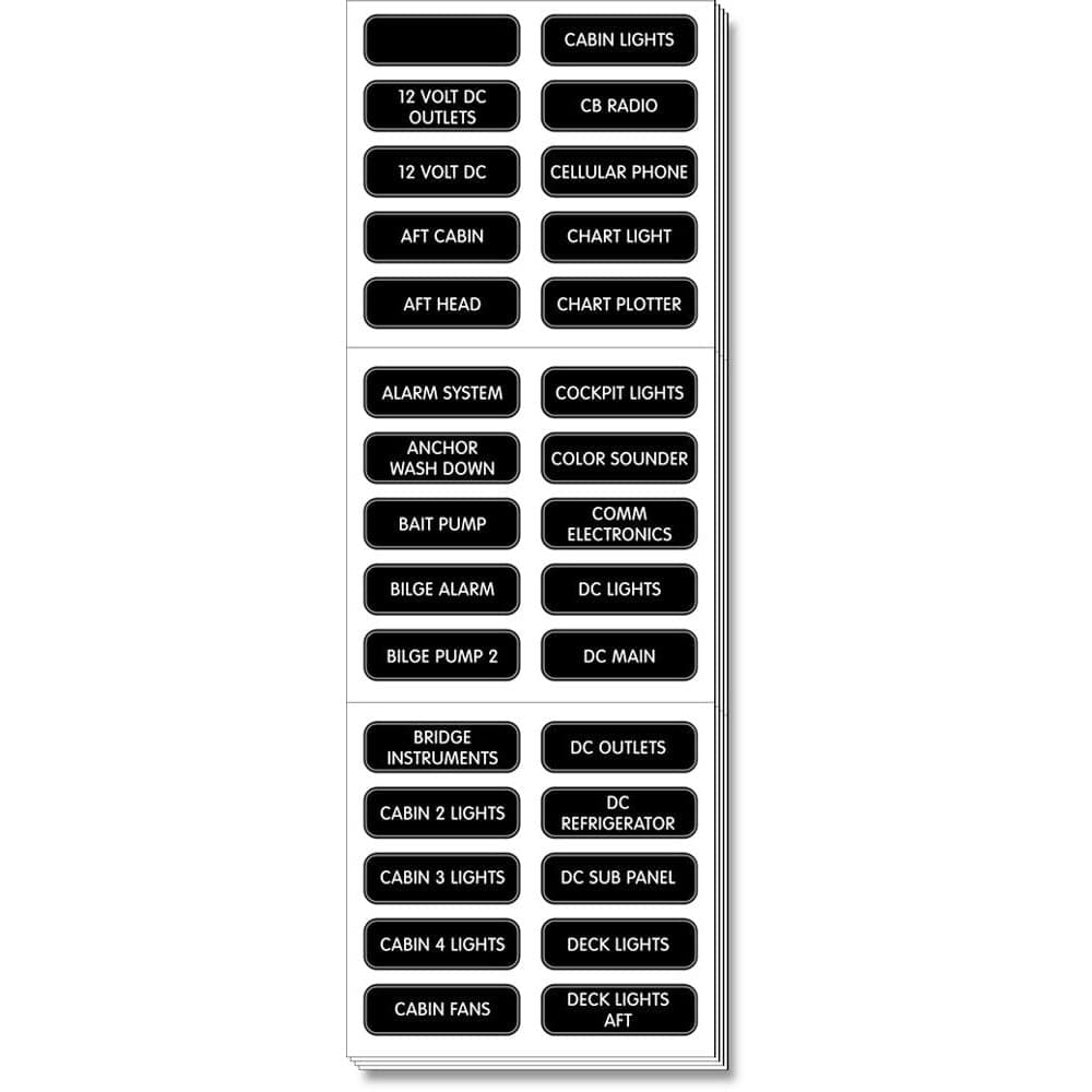 Blue Sea 8039 DC Panel Extended 120 Label Set [8039] - The Happy Skipper