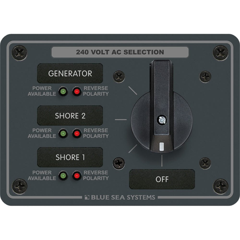Blue Sea 8361 AC Rotary Switch Panel 65 Ampere 3 Positions + OFF, 3 Pole [8361] - The Happy Skipper