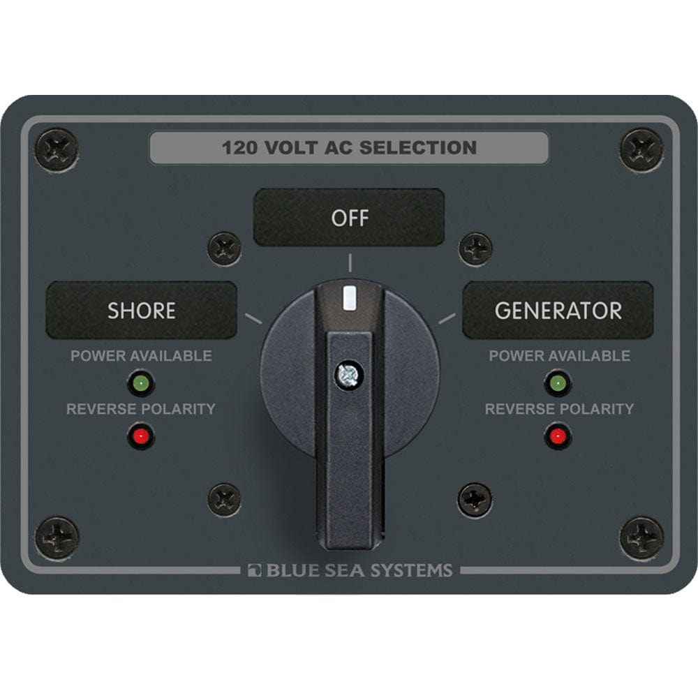 Blue Sea 8365 AC Rotary Switch Panel 65 Ampere 2 Positions + OFF, 2 Pole [8365] - The Happy Skipper