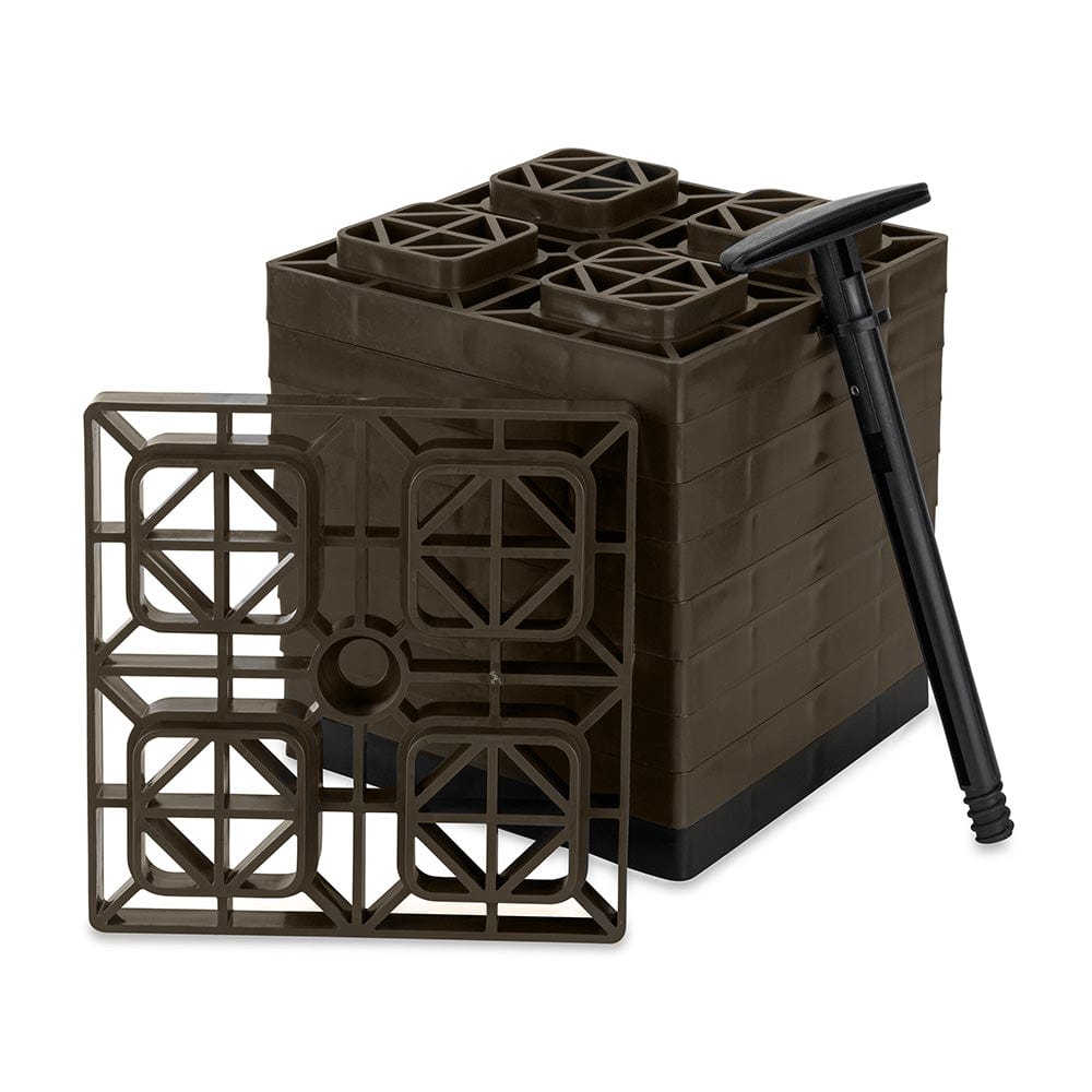 Camco FasTen Leveling Blocks w/T-Handle - 2x2 - Brown *10-Pack [44521] - The Happy Skipper