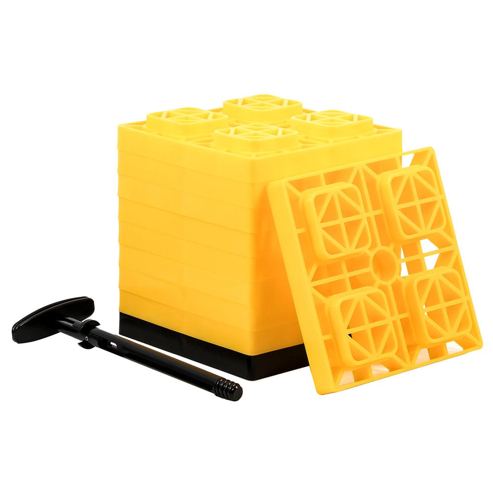 Camco FasTen Leveling Blocks w/T-Handle - 2x2 - Yellow *10-Pack [44512] - The Happy Skipper