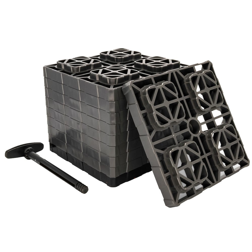 Camco FasTen Leveling Blocks XL w/T-Handle - 2x2 - Grey *10-Pack [44527] - The Happy Skipper