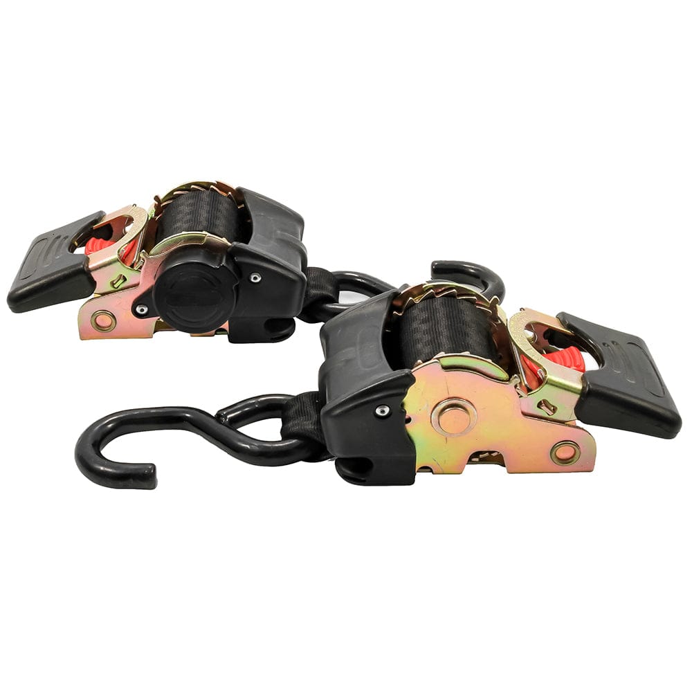 Camco Retractable Tie Down Straps - 2" Width 5.5 Bolt On [50030] - The Happy Skipper
