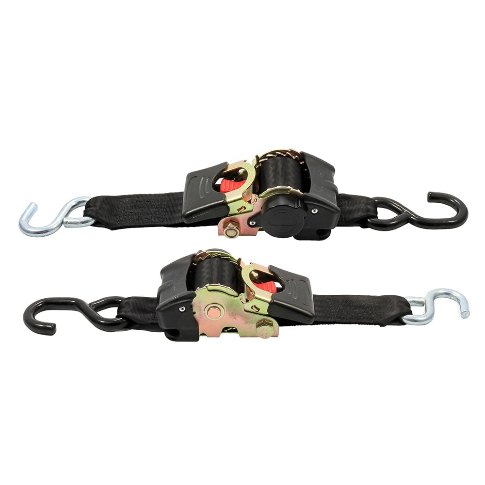 Camco Retractable Tie Down Straps - 2" Width 6 Dual Hooks [50031] - The Happy Skipper