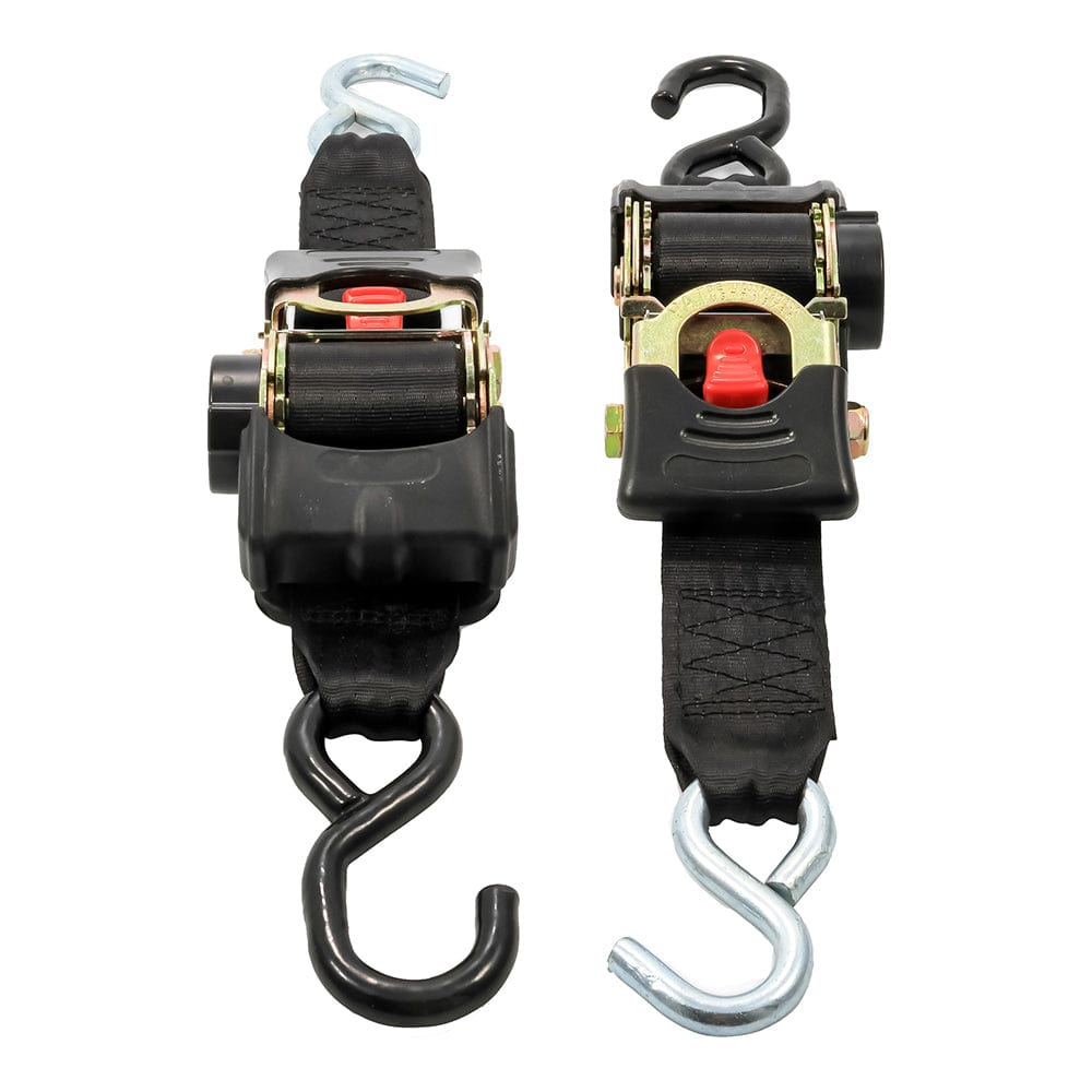 Camco Retractable Tie Down Straps - 2" Width 6 Dual Hooks [50031] - The Happy Skipper