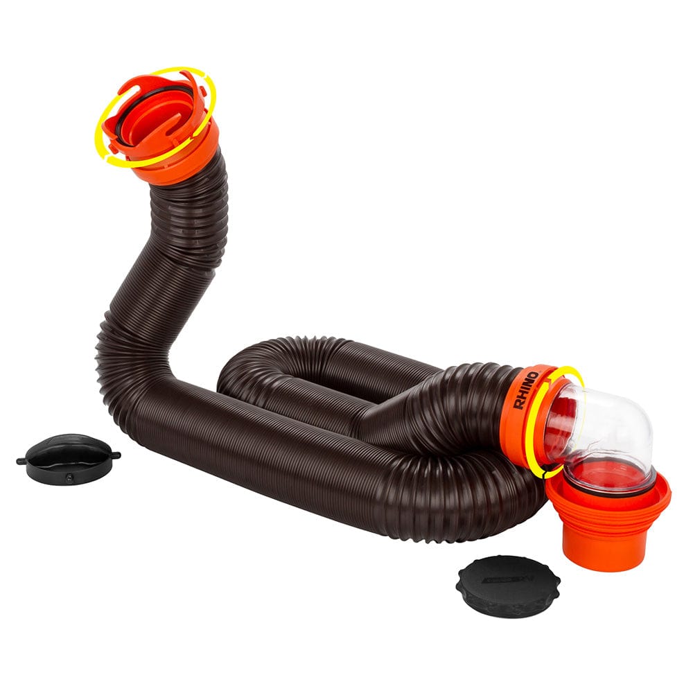 Camco RhinoFLEX 15 Sewer Hose Kit w/4 In 1 Elbow Caps [39761] - The Happy Skipper