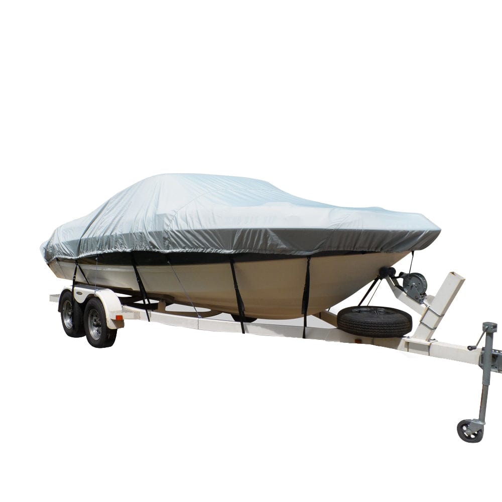 Carver Flex-Fit PRO Polyester Size 1 Boat Cover f/V-Hull Fishing Boats Jon Boats - Grey [79001] - The Happy Skipper