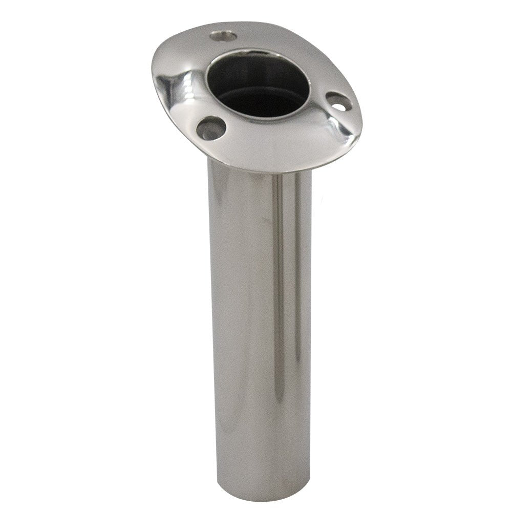 C.E. Smith 70 Series Standard Flush Mount Rod Holder - 15 Degree - Stainless Steel - Gimbal Bar Bottom - Black Liner [536710] - The Happy Skipper