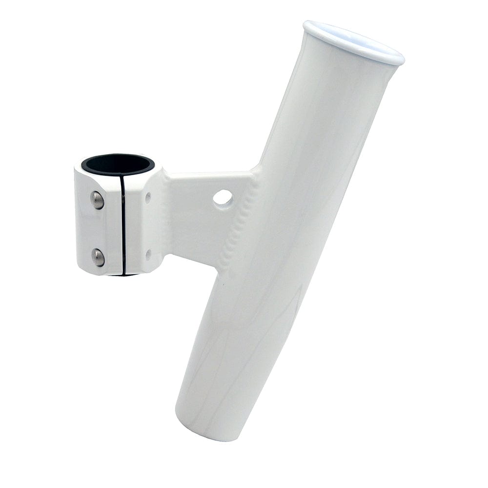 C.E. Smith Aluminum Vertical Clamp-On Rod Holder 1-2/3" OD White Powdercoat w/Sleeve [53726] - The Happy Skipper