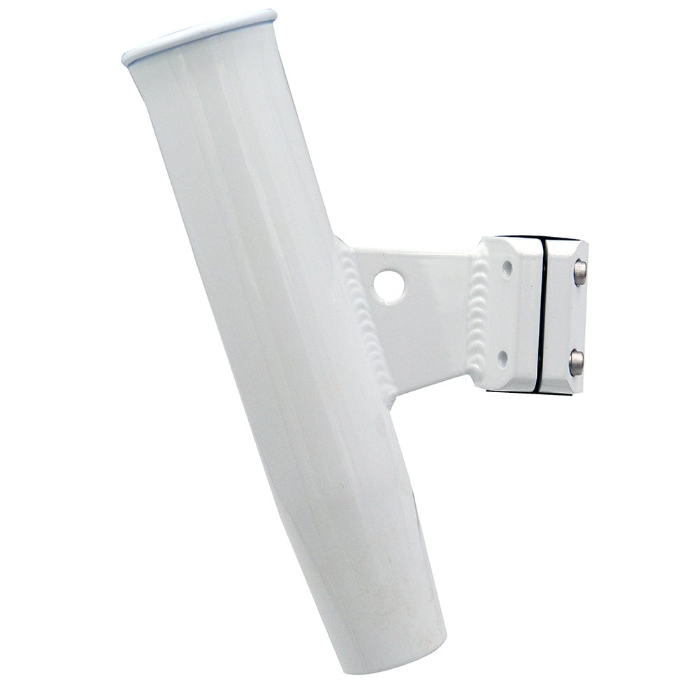 C.E. Smith Aluminum Vertical Clamp-On Rod Holder 1-5/16" OD White Powdercoat w/Sleeve [53716] - The Happy Skipper