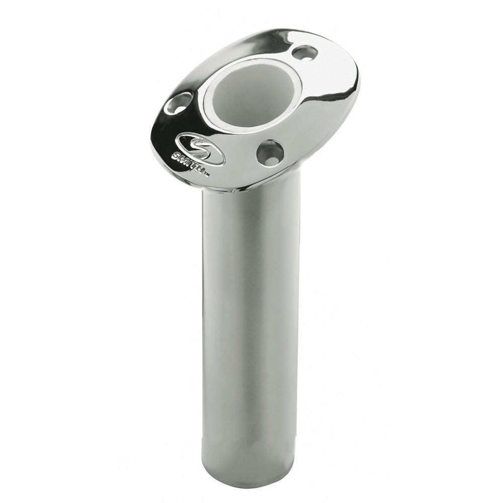 C.E. Smith Flush Mount Rod Holder - 15 Degree 9" Depth - Stainless Steel - Cast Gimbal - White Vinyl Liner [53671CA] - The Happy Skipper